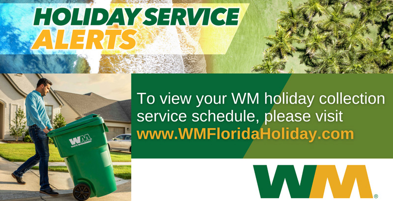 Para consultar el calendario del servicio de recogida navideña de WM, visite www.WMFloridaHoliday.com.